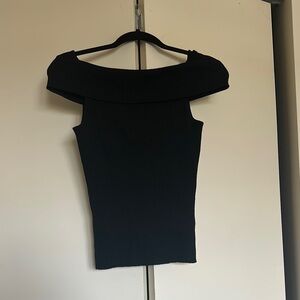 All Saints Black Off-Shoulder Knit Top M